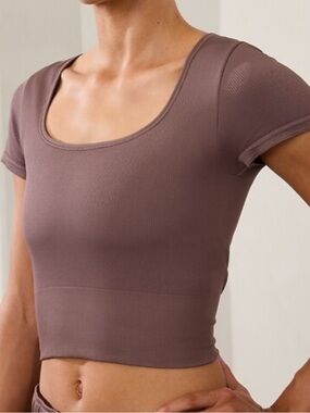 Athleta Ribbed Square Neck Mauve Crop Top